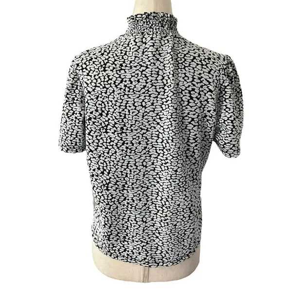 Zara Black & White High Neck Shirt Women Top Size Large | 7-1 - Image 2