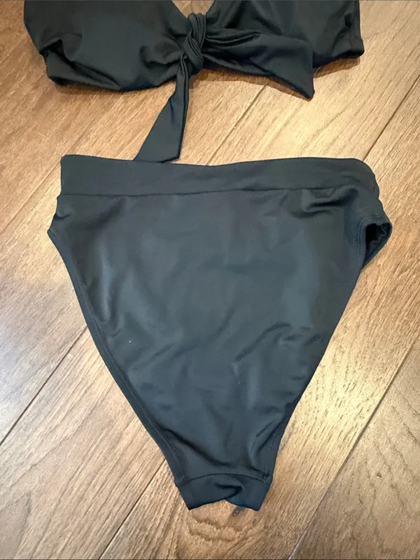 Swimsuits For All Black Tie-Front Bikini Set Size 4 - C16-062 - Image 4