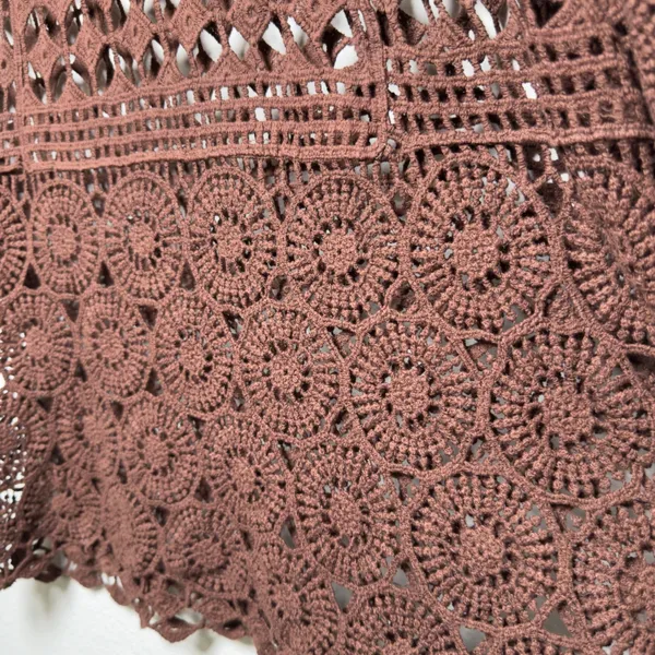 Women Chocolate Brown Crochet Knit Top Medium Boho Festival Indie Grunge‎ Goblin - Image 4