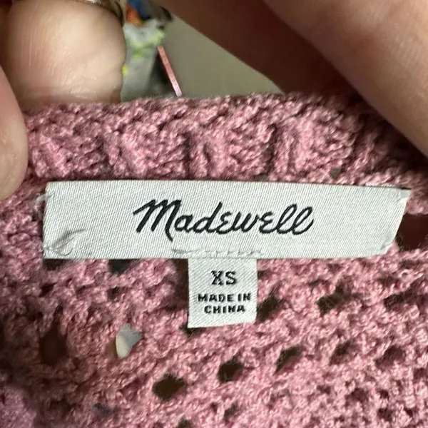 Madewell pink cotton loose weave XS beachy pullover sweater - Image 3