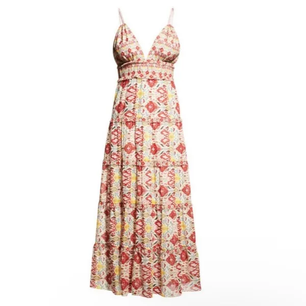 Alice + Olivia 10 Karolina Maxi Dress Braided Strap Tiered Ruffle Ikat Print‎ - Image 16