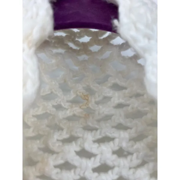 Vintage Pineapple Crochet Shawl Fringe Wrap Ivory Boho Festival One Size - Image 16