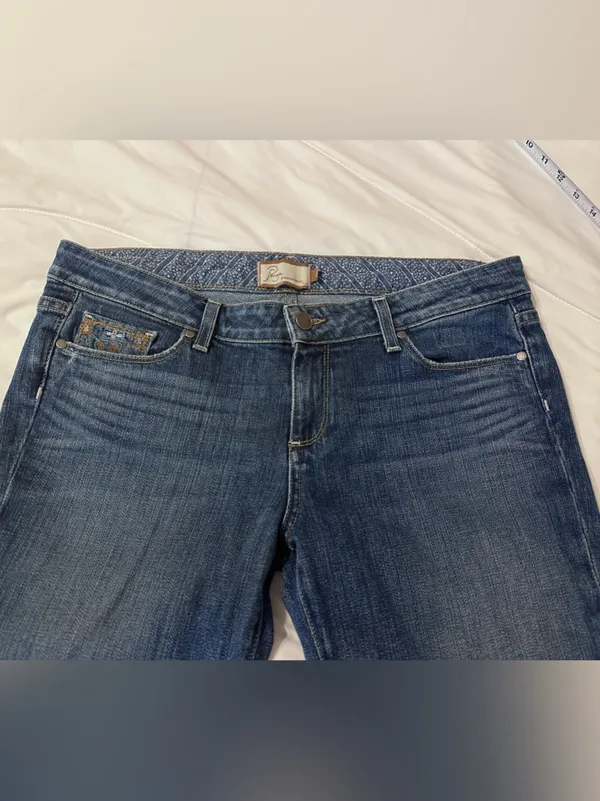 Paige Laurel Canyon Bootcut Women’s Blue Embroidered Jeans - Size 32 - Image 5