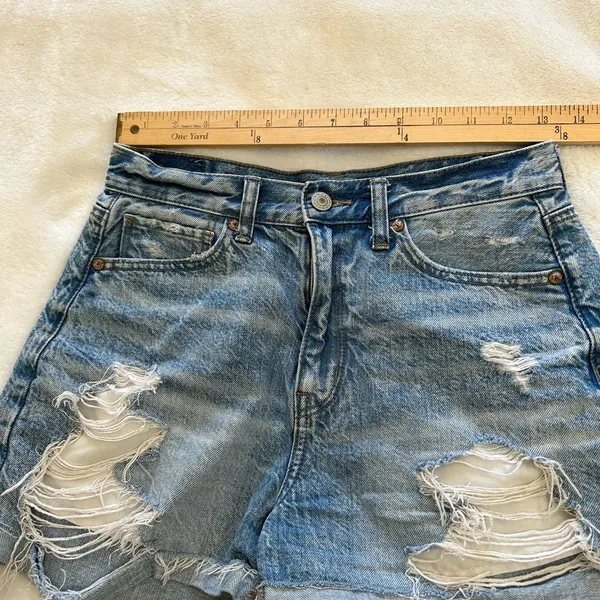 American Eagle Outfitters Light Blue Distressed Denim Shorts - Image 9