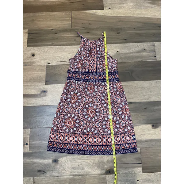 London Times Orange Blue Boho Halter Midi Dress Size 14 - Image 5