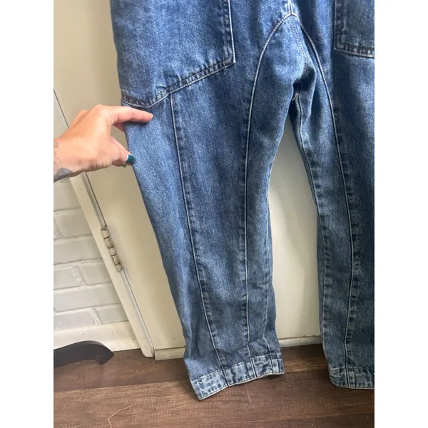We The Free Free People High Roller Denim‎ Jumpsuit small boho Oversized layered - Image 3