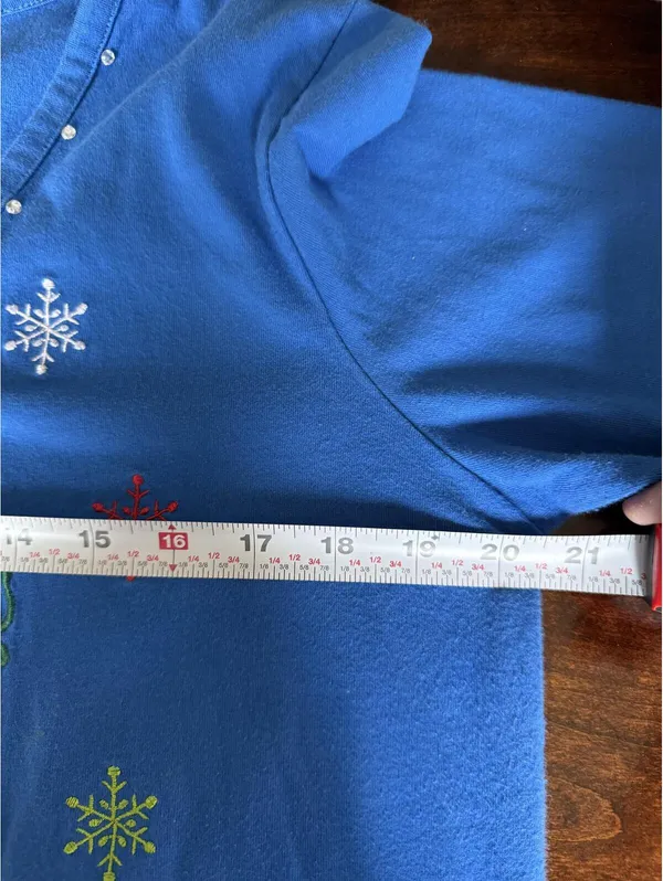 J. Two Blue Long Sleeve Christmas Sweater with Santa and Reindeer Embroidery - Image 5
