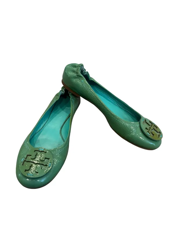 Tory Burch Reva Green Patent Leather Double T Ballet Flats 10 - Image 3