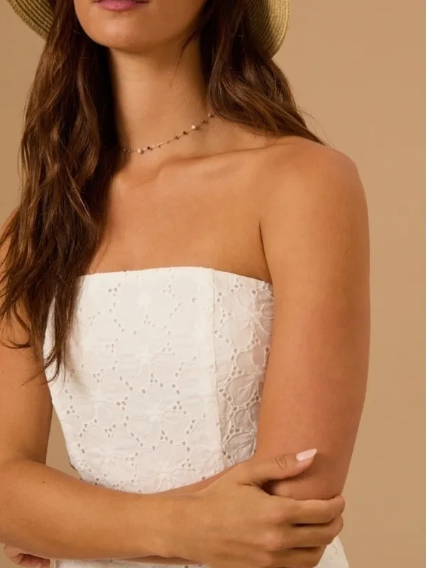 ALTAR’D STATE Baylyn Eyelet Strapless Corset Romper White Size L NEW - Image 12