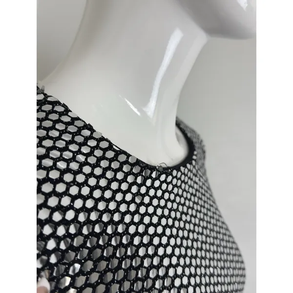 Women’s Silver Sequin Mini Dress Long Sleeve Bodycon Club Cocktail Size M NWT - Image 8