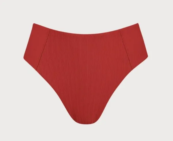 Berlook Red Ribbed Seam Full Coverage Bikini Bottom ONLY 62 - Image 5