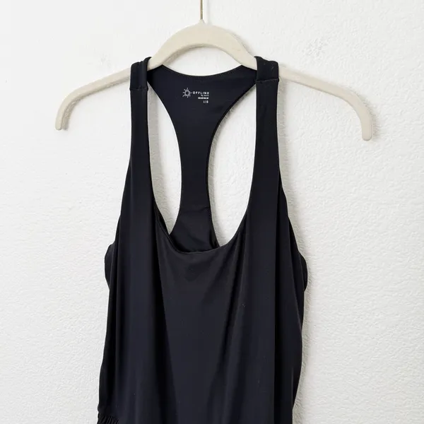 [Aerie] Offline Black Racerback Real Me Hot Stuff Romper Workout Casual Sz Large - Image 4