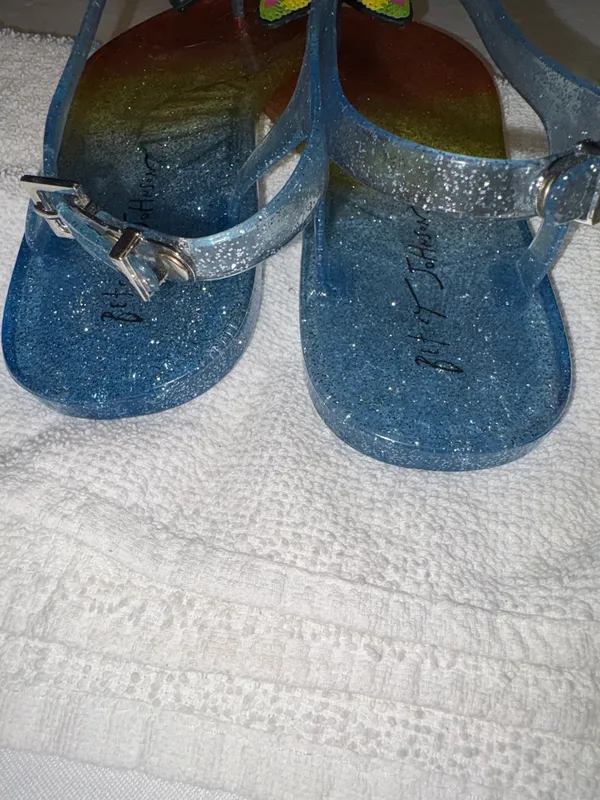 Betsey Johnson Tabby Glitter Ombre Jelly Sandals with Butterfly Accent Size 7 - Image 3
