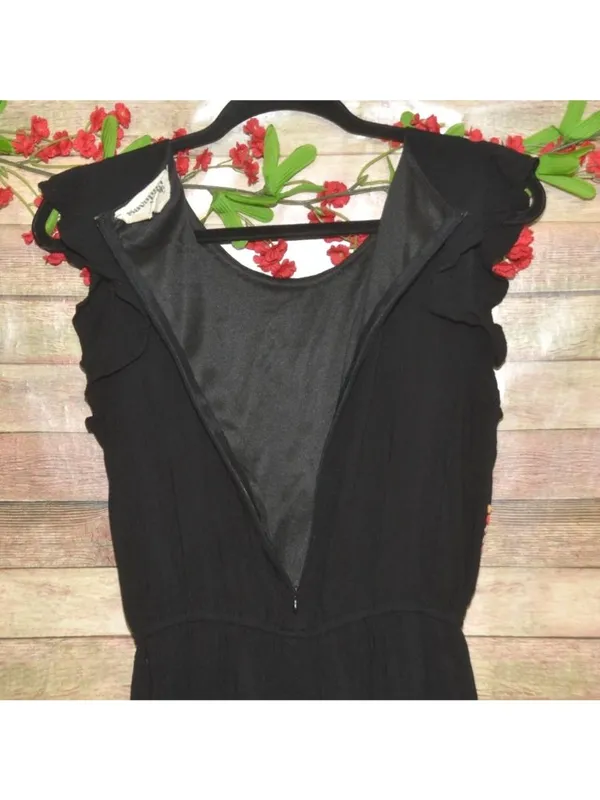 Savanna Jane M Black Embroidered Jumpsuit Boho Western Floral Wide Leg Rayon - Image 8