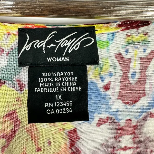 Lord & Taylor Woman 1X Multicolor Abstract Print Maxi Dress Boho Resort Vacation - Image 2