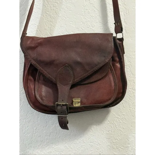 Brown Leather Satchel and Fable Handmade Bag crossbody bag - Image 2