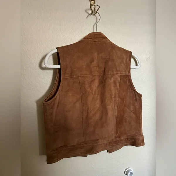 American Vintage Vintage Harolds Suede Leather Vest Size Small‎ in Caramel Brown - Image 6