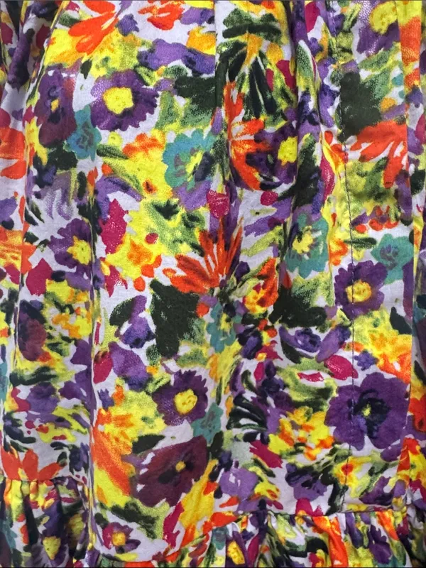 Meet me in Santorini 100% Cotton Boho Floral Peplum Blouse Multicolor SzLarge A1 - Image 4