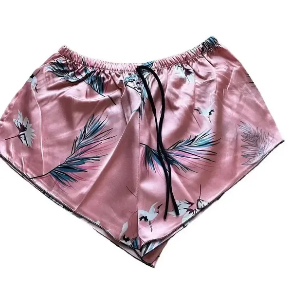 Bohemian Retro Plant Print Pajama Set, V Neck Cami Top & Short SZ L # 1636 - Image 8
