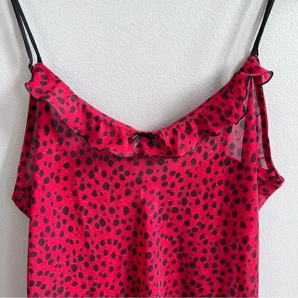 Natori Robe & Nightgown Set Red and Black Leopard Spots Ruffle Size Medium Large - Image 8