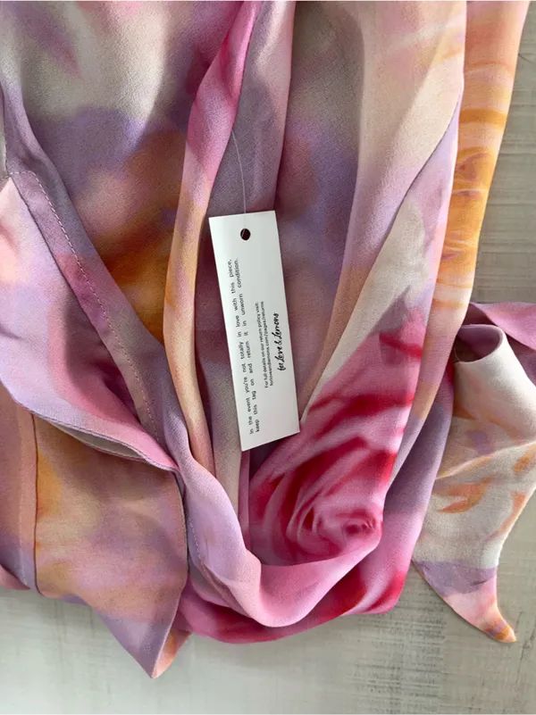 nwt FOR LOVE AND LEMONS pink watercolor beate maxi dress event - Image 9