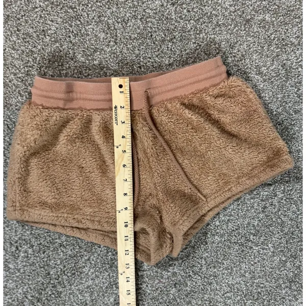 Forever 21 Faux Shearling Teddy Lounge Shorts Brown Large Drawstring Fuzzy - Image 2