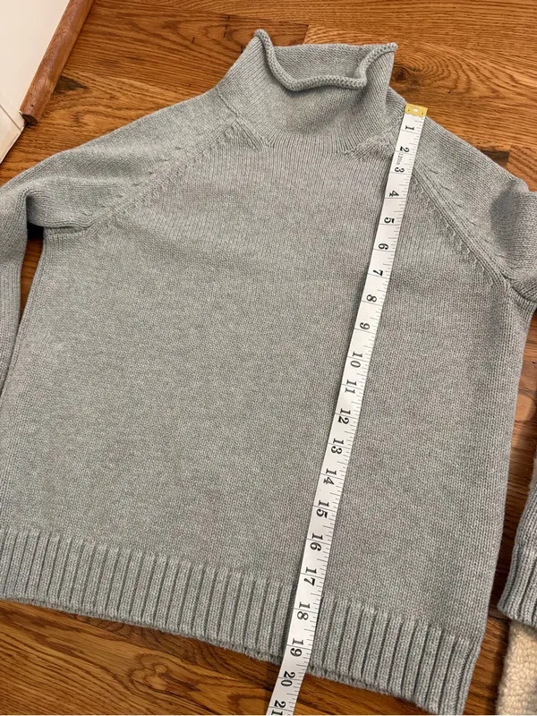 Lands' End Roll Neck Cotton Sweater Grey Size Small - Image 7