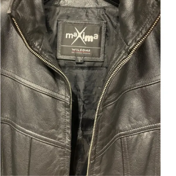 Wilson’s Leather Maxima Genuine Black Lined Leather Zip Up Jacket with Pockets - Image 5