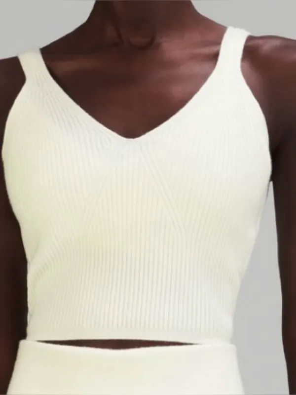Lululemon Ribbed Knit Cropped Tank Top Lemon Sorbet NWT attached Size 12 - Image 3