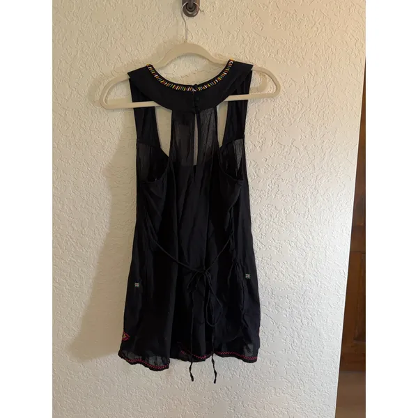 Torrid Embroidered Beaded Tank Top Black 1 Womens Boho Peasant Festival - Image 9