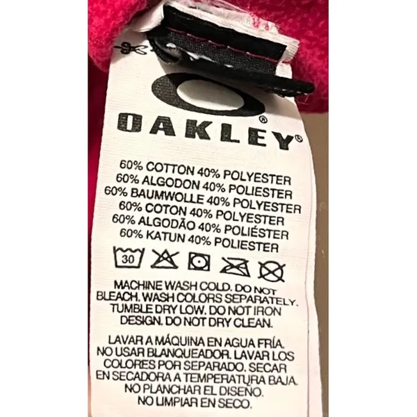 Oakley Logo Dark Reddish-Pink Graphic Hoodie Sweatshirt Size S‎ Sportswear - Image 5