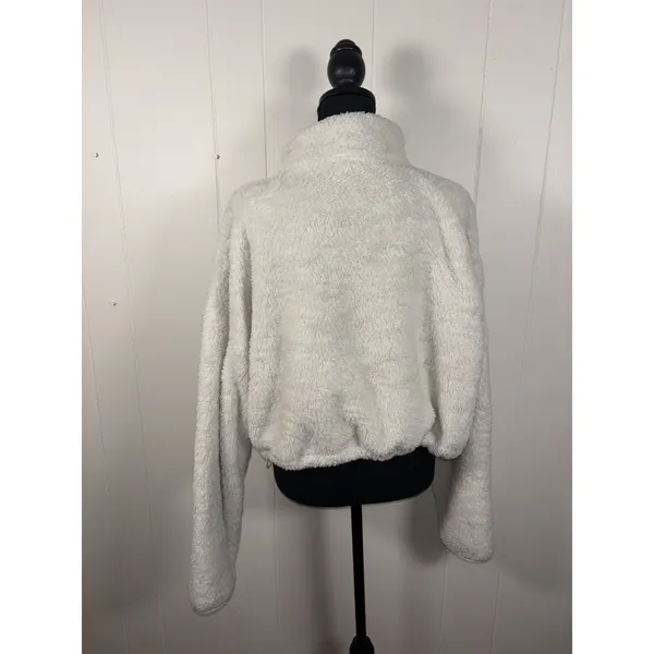 OFFLINE by Aerie Women's‎ Xl White Fleece Zip-Up Teddy Jacket Cropped * - Image 2