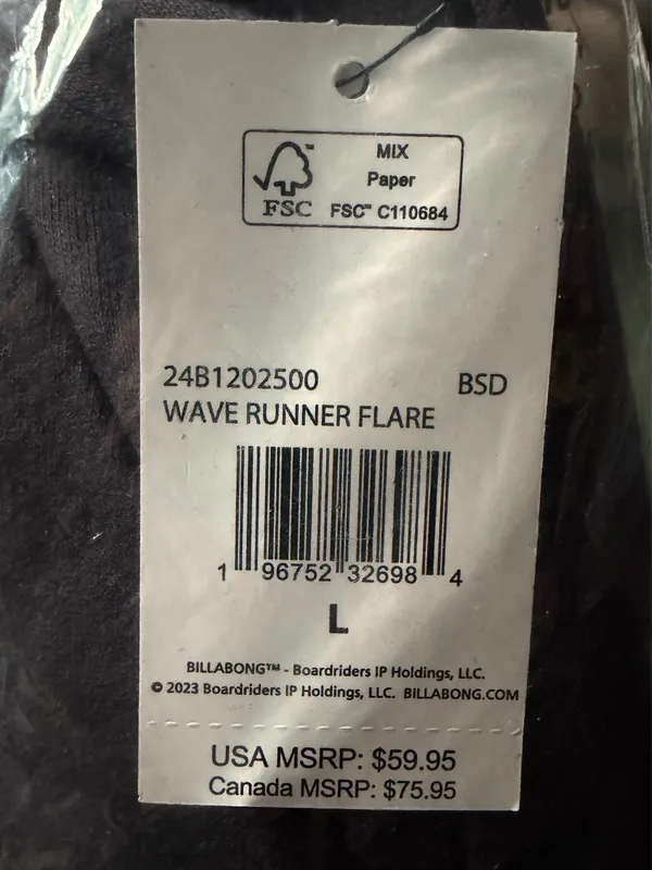 Billabong Wave Runner Flare Leg Women's Size Large Sweat Pants NWT - Image 4