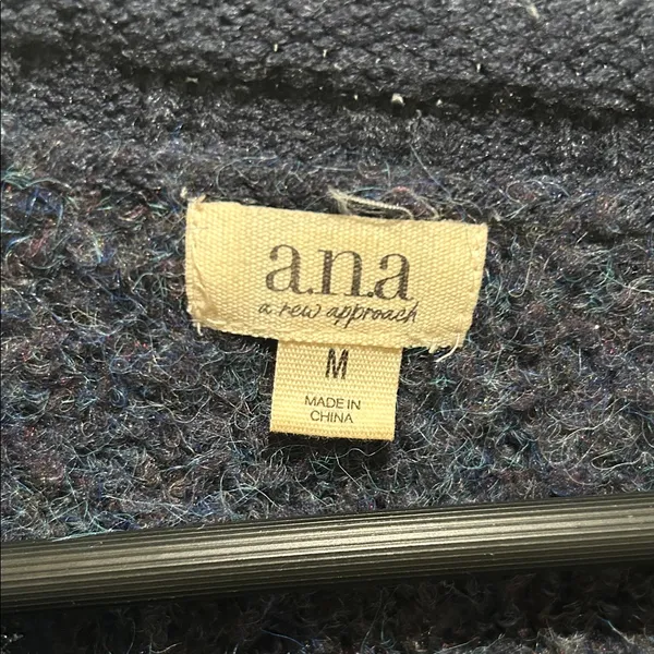 a.n.a. Women's Cozy Fuzzy Blue Wool Blend Split Rolled Hem Sweater - Image 7