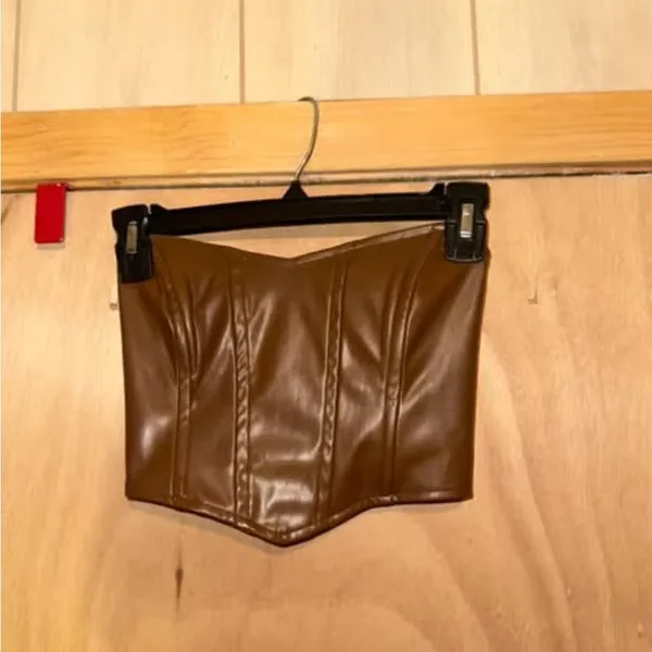 Princess Polly Brown Faux Leather Corset Top - Image 2