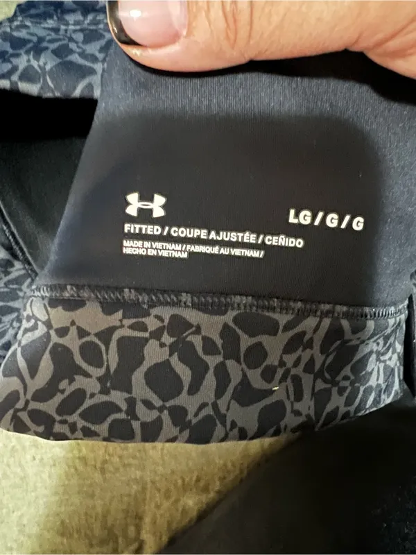 Under Armour Black Gray Abstract Print Fitted Athletic Sports Bra Strappy - Image 7