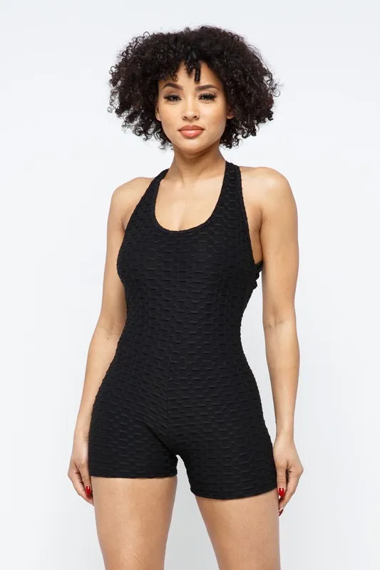 Contour Fit Textured Romper | Sporty Luxe One Piece - Image 3