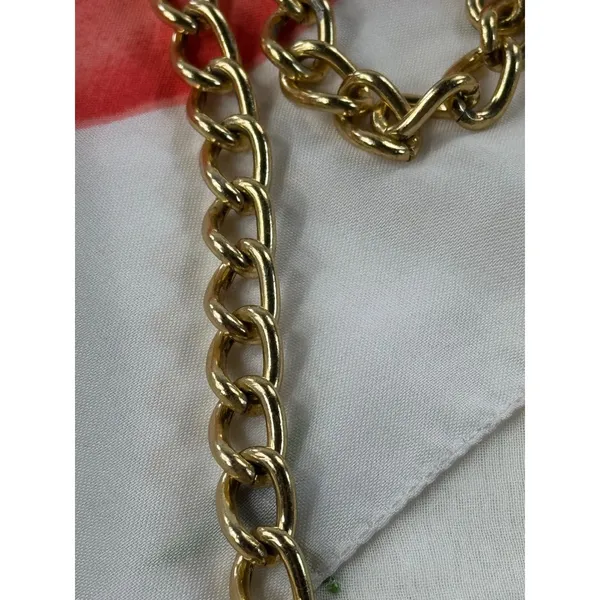 Vintage‎ Gold Tone Curb Link Chain Necklace Long Layering Statement - Image 3