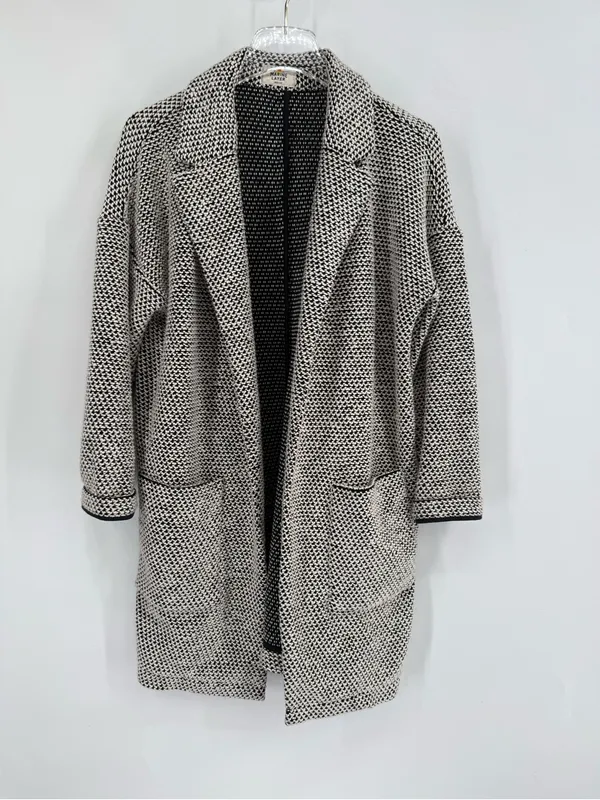 Marine Layer Birdseye Blazer Sz medium Cardigan Jacket Black & White Textured Kn - Image 2