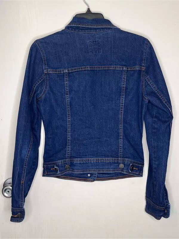 Old Navy Womens Jacket Denim Jean Dark Wash Classic Trucker Style - Image 2