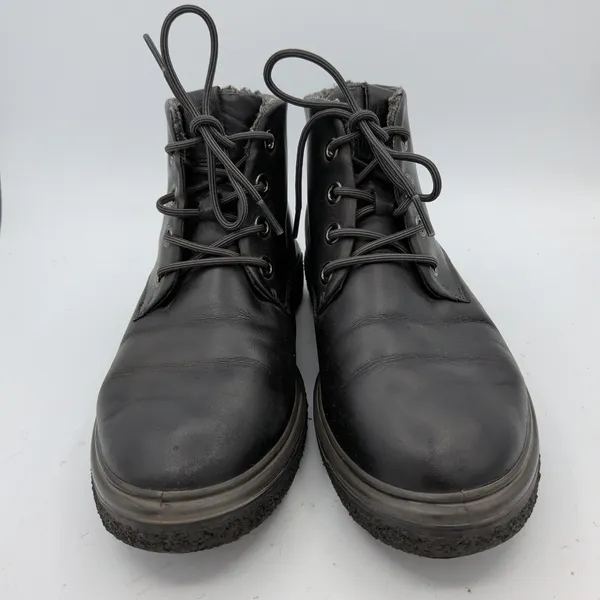 Ecco Crepetray Black Leather Faux Fur Lined Lace Up Ankle Boots EU 40 US 9-9.5 - Image 3