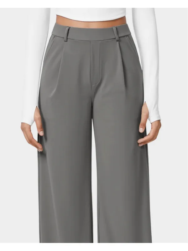 Size L Reg Halara Flex High Waisted Plicated Side Pocket Straight Leg Work Pants - Image 3