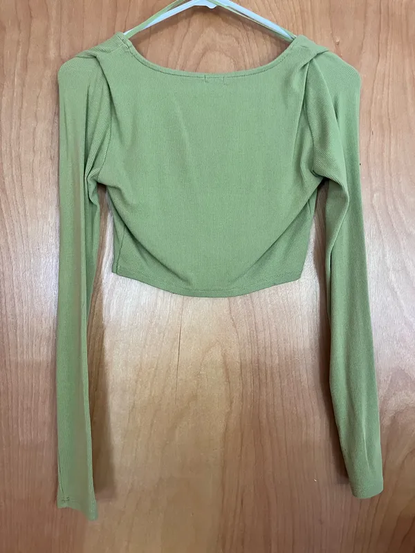 Garage Green Long Sleeve Crop Top - Image 5