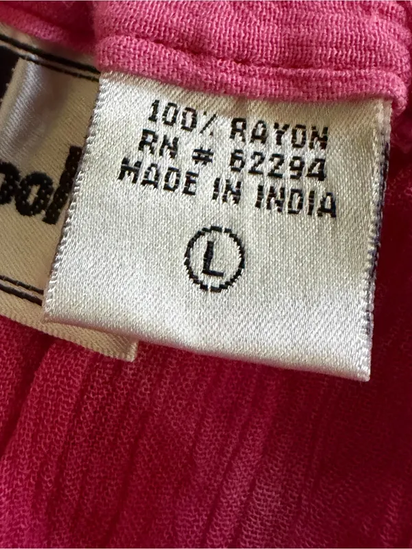 Vintage 90s Hokuspokus Rayon Pink Tye Dye Skirt Size L - Image 4