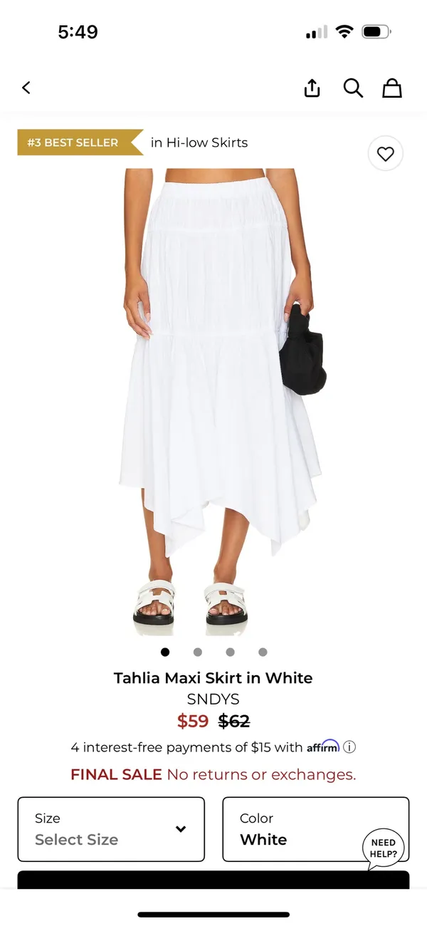Revolve SNDYS Tahlia maxi white skirt - Image 2