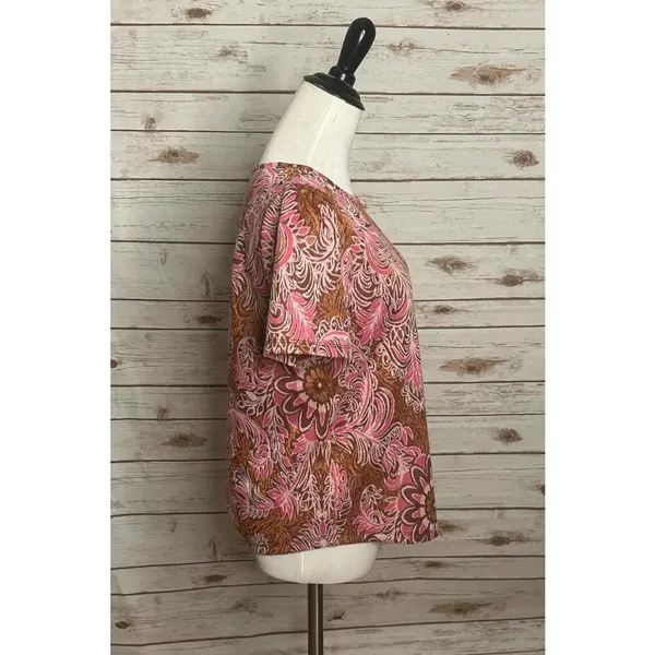 by Anthropologie metallic floral brocade short sleeve top Size Small - Image 4