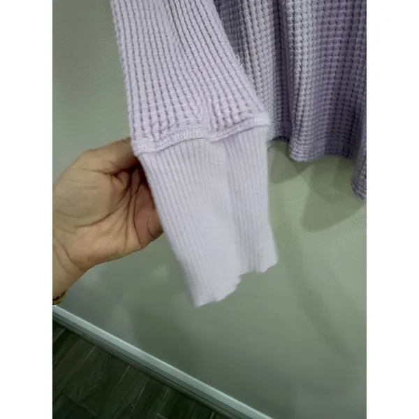 OFFLINE by Aerie Waffle‎ Knit Long Sleeve Top Lavender Purple Thumbhole Small - Image 5