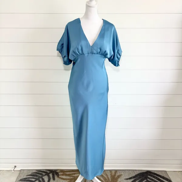 HELLO MOLLY WEDDING TO ATTEND SATIN MAXI DRESS BLUE Elegant Maxi Dress size 6‎ - Image 2