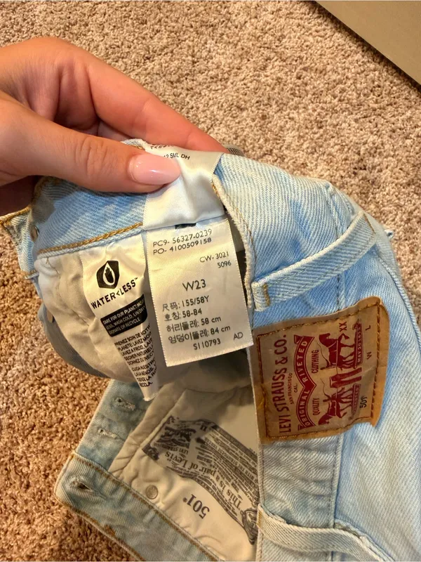 Levi's 501 Light Blue Distressed High-Rise Denim Shorts - Image 3
