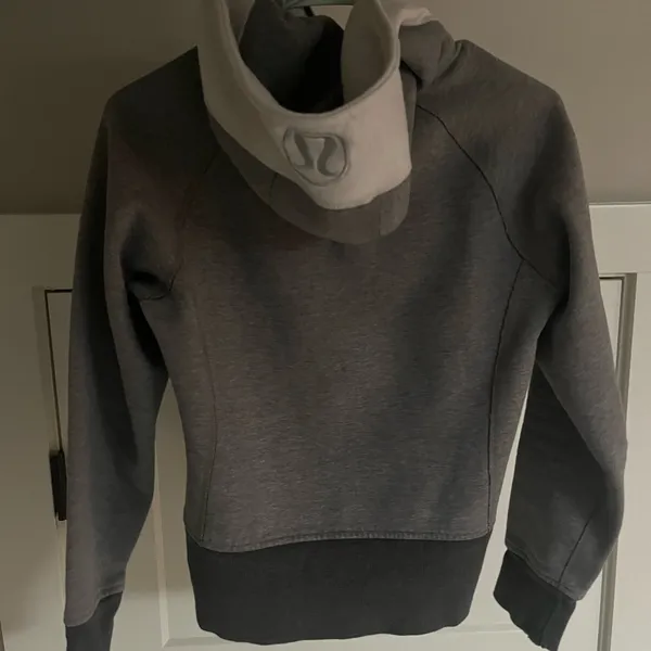Gray and White Zip-Up Hoodie - Image 2